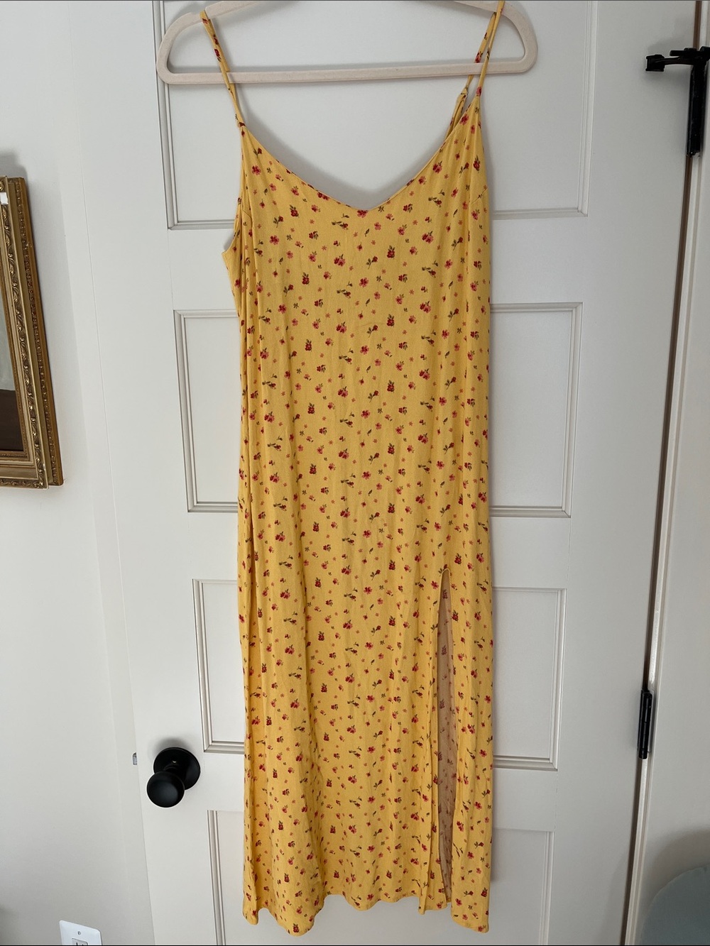 Reformation Yellow Floral Slip Midi Dress